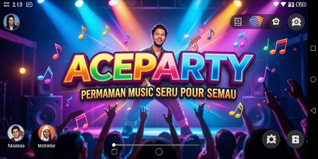 Tampilan gameplay seru ACEPARTY dengan musik yang mengasyikkan.