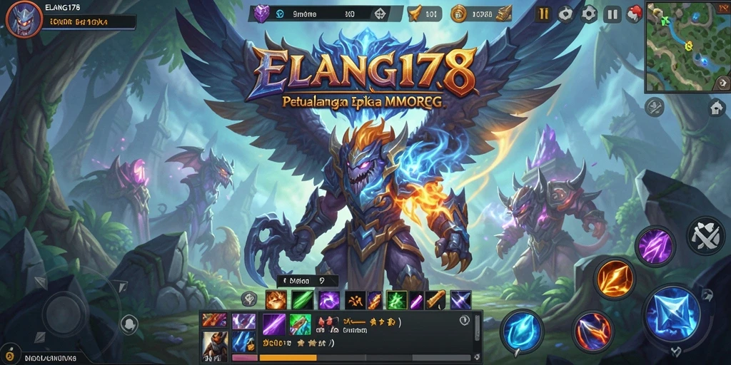 Tangkapan layar gameplay ELANG178 yang menunjukkan aksi pertempuran MMORPG.