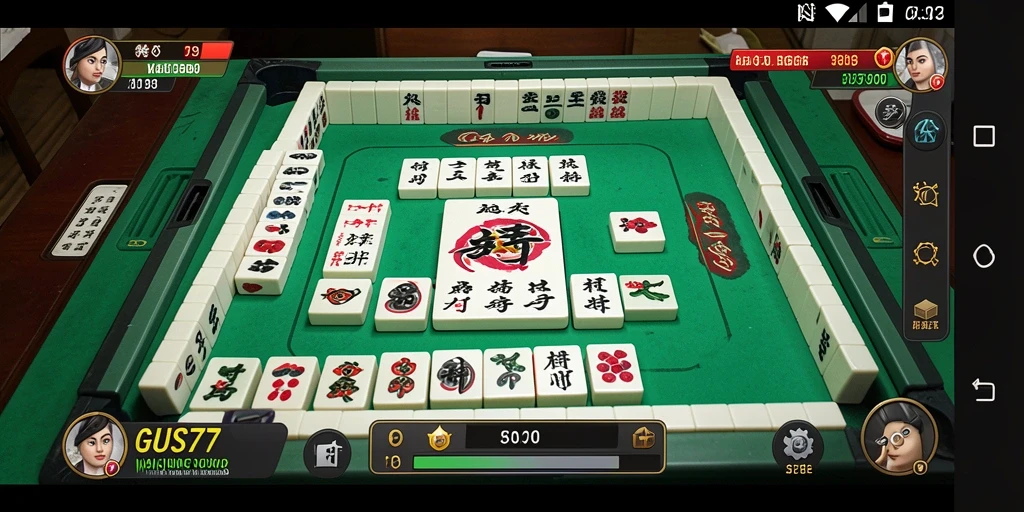 Tangkapan layar utama GUS77 menampilkan gameplay Mahjong yang seru dan interaktif.