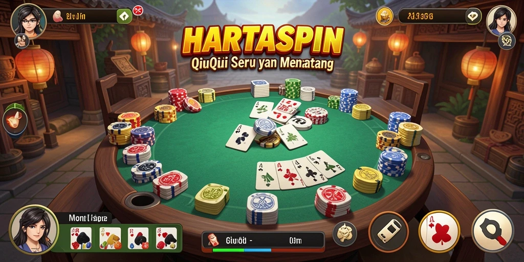 Screenshot HARTASPIN menampilkan aksi seru permainan QiuQiu.