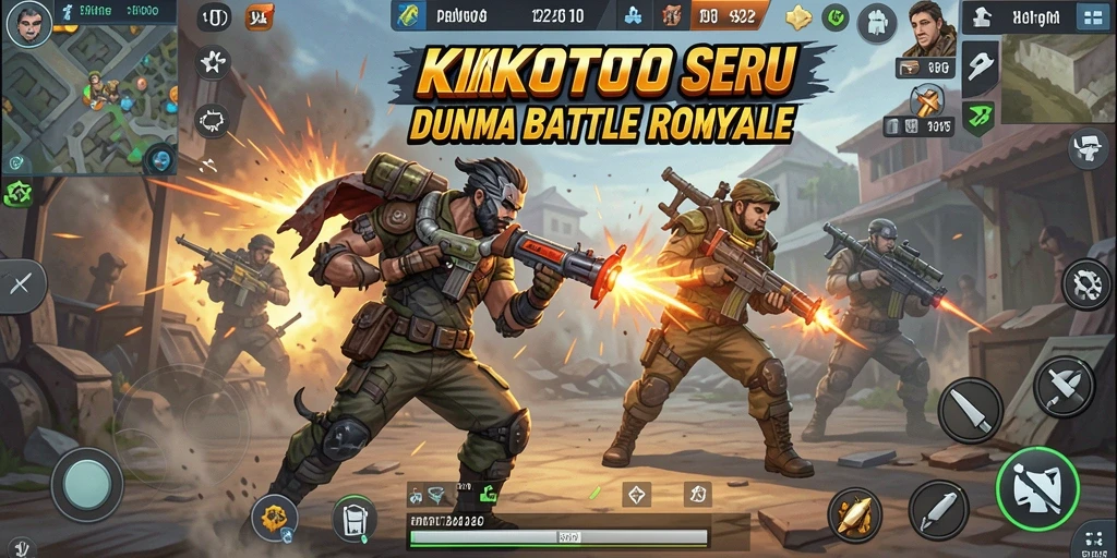 Tangkapan layar KIKOTOTO menunjukkan aksi seru dalam pertempuran Battle Royale.