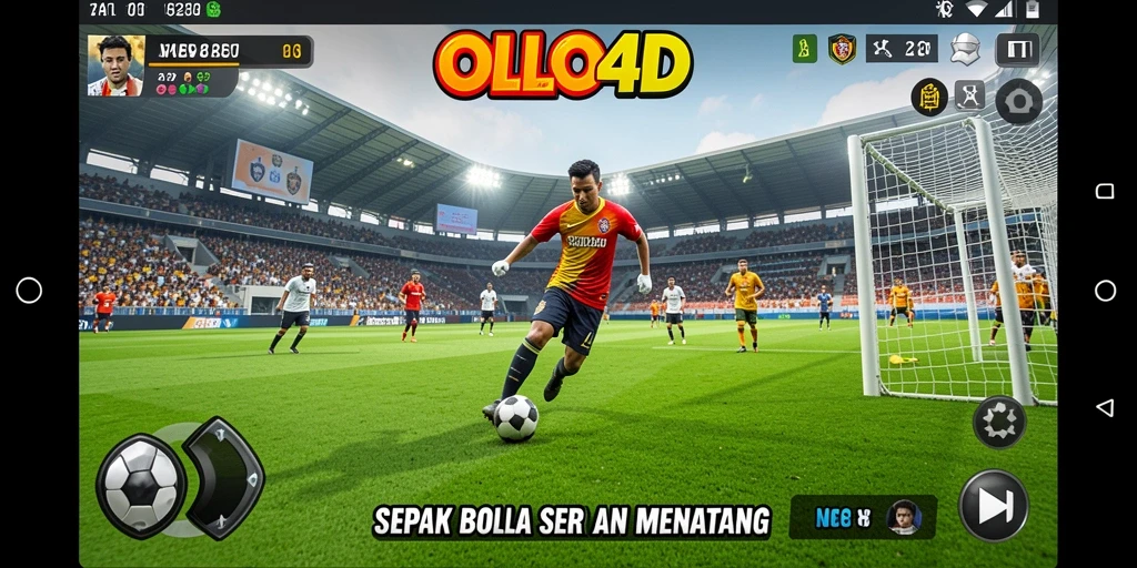 Screenshot dari gameplay sepak bola yang mendebarkan di OLLO4D.