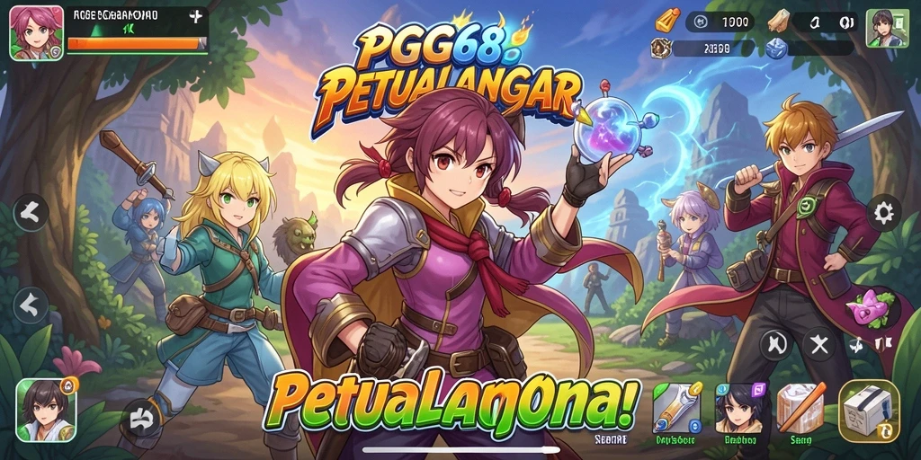 Tampilan gameplay PGG68 menampilkan karakter anime yang beraksi seru.
