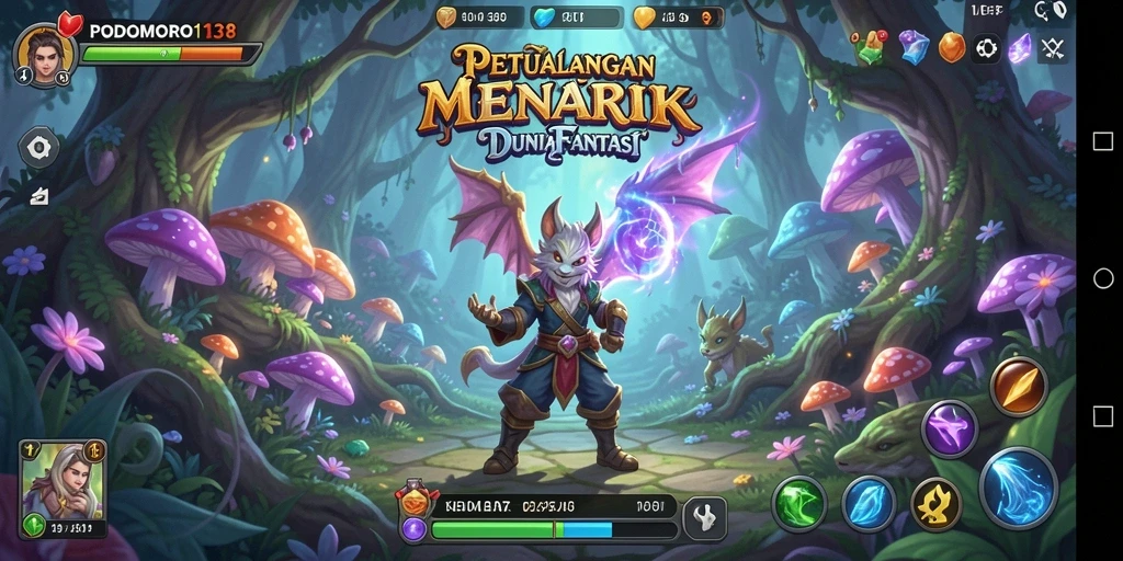 Tampilan gameplay seru di dunia petualangan PODOMORO138.
