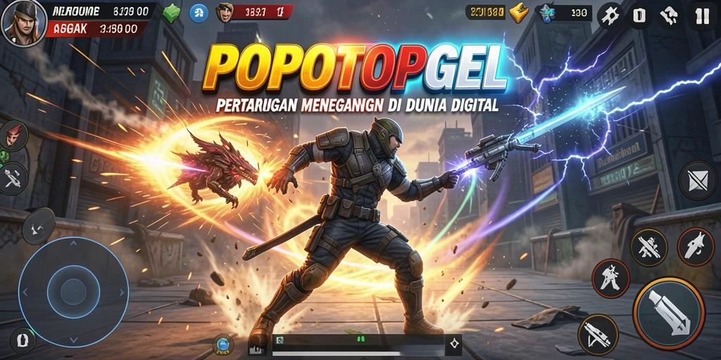 Gameplay seru dan dinamis di POPOTOPGEL dengan pertarungan yang intens.