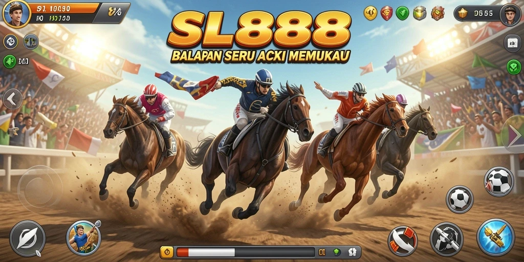 Tampilan menarik gameplay Racing SL888 dengan mobil yang melaju di tengah trek.